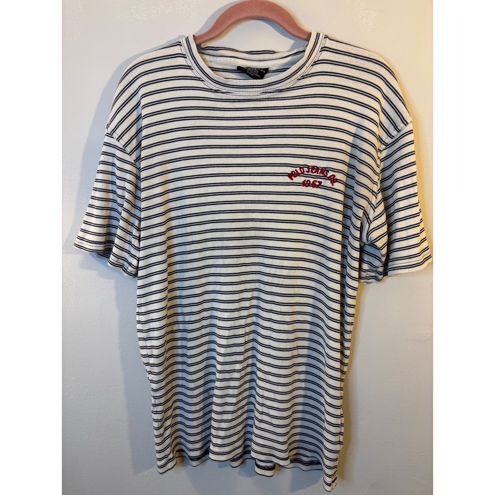 Polo Jeans Co. Ralph Lauren Blue & White Striped Ribbed T‎ Shirt Men's XL
